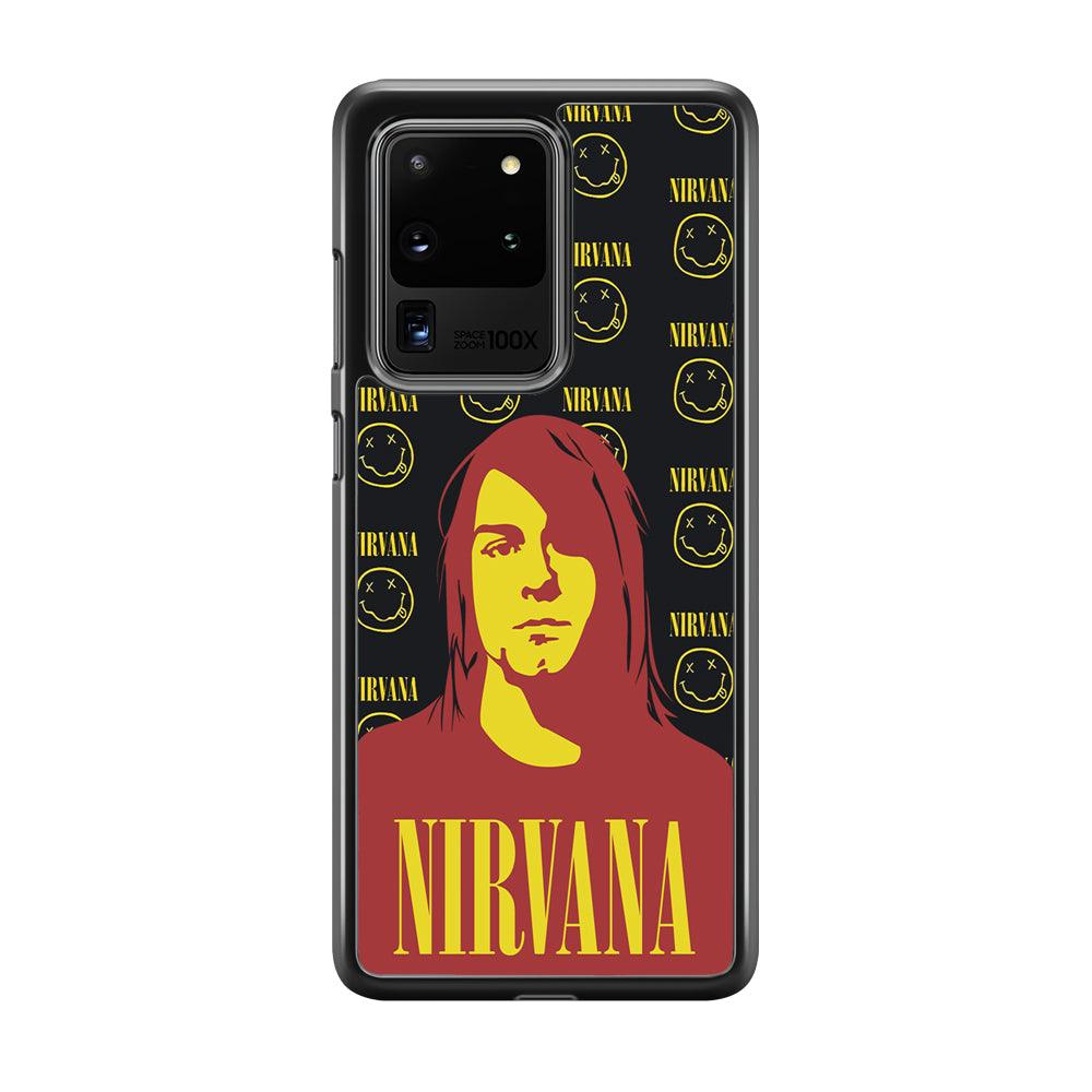 Nirvana Kurt Cobain Silhouettes Samsung Galaxy S20 Ultra Case-Rubber Black (2D Case)-Oxvistore