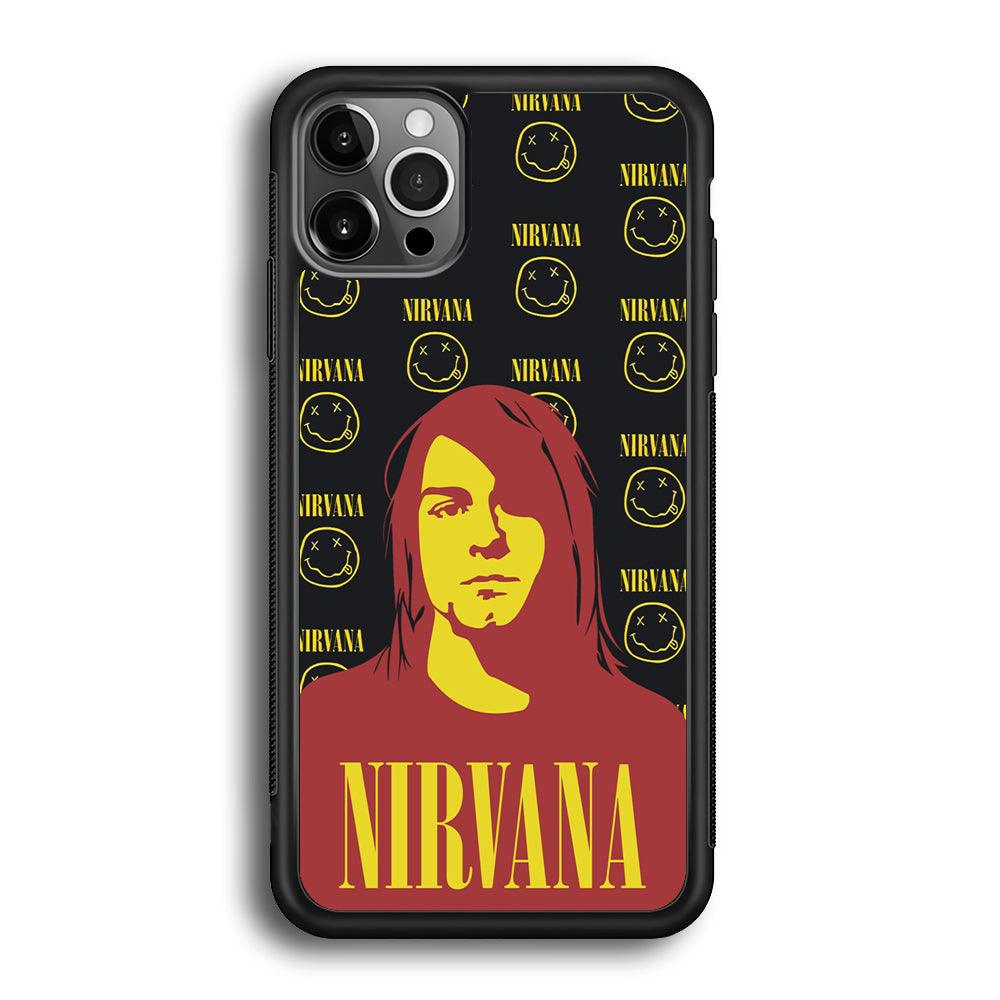 Nirvana Kurt Cobain Silhouettes iPhone 12 Pro Max Case-Rubber Black (2D Case)-Oxvistore