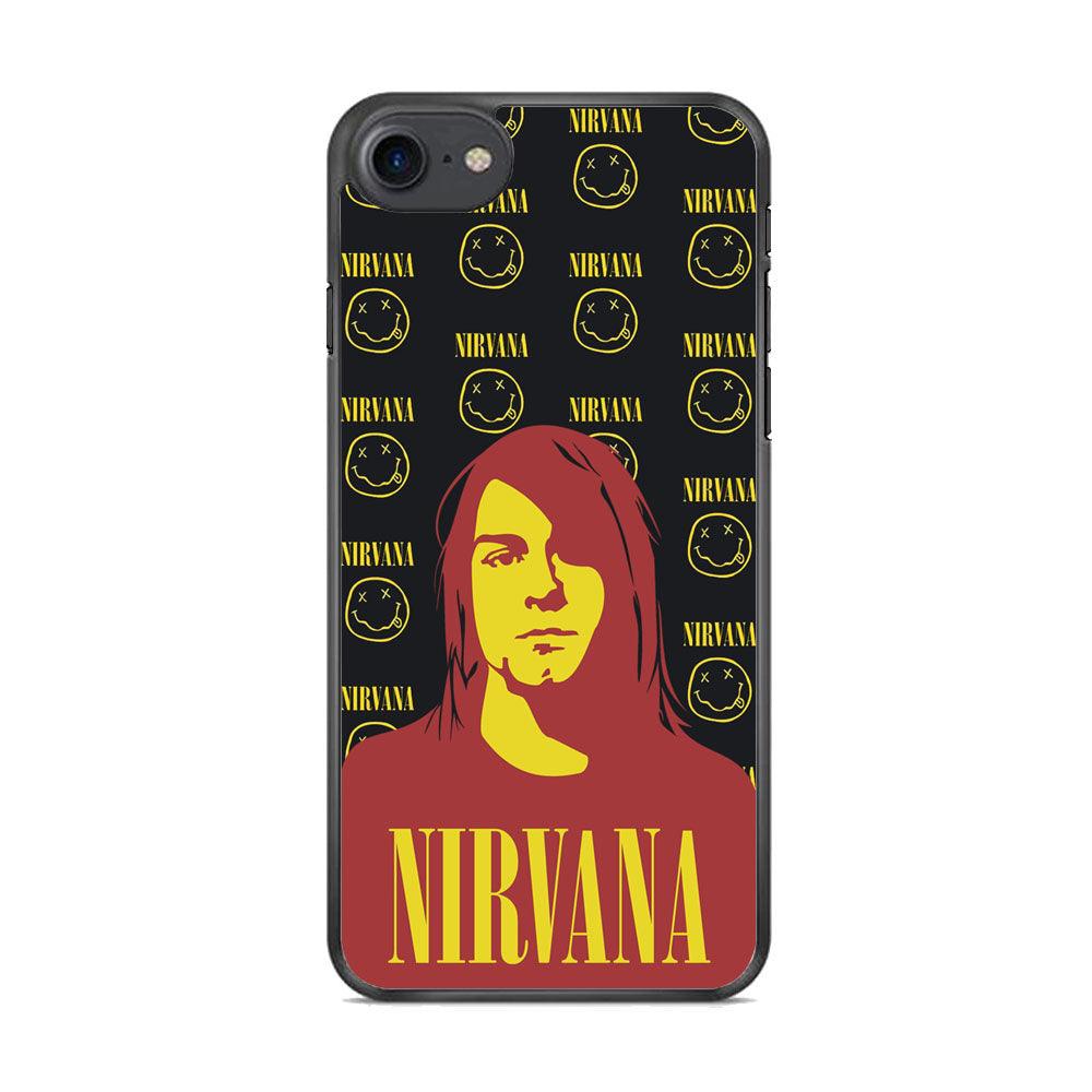 Nirvana Kurt Cobain Silhouettes iPhone 8 Case-Rubber Black (2D Case)-Oxvistore