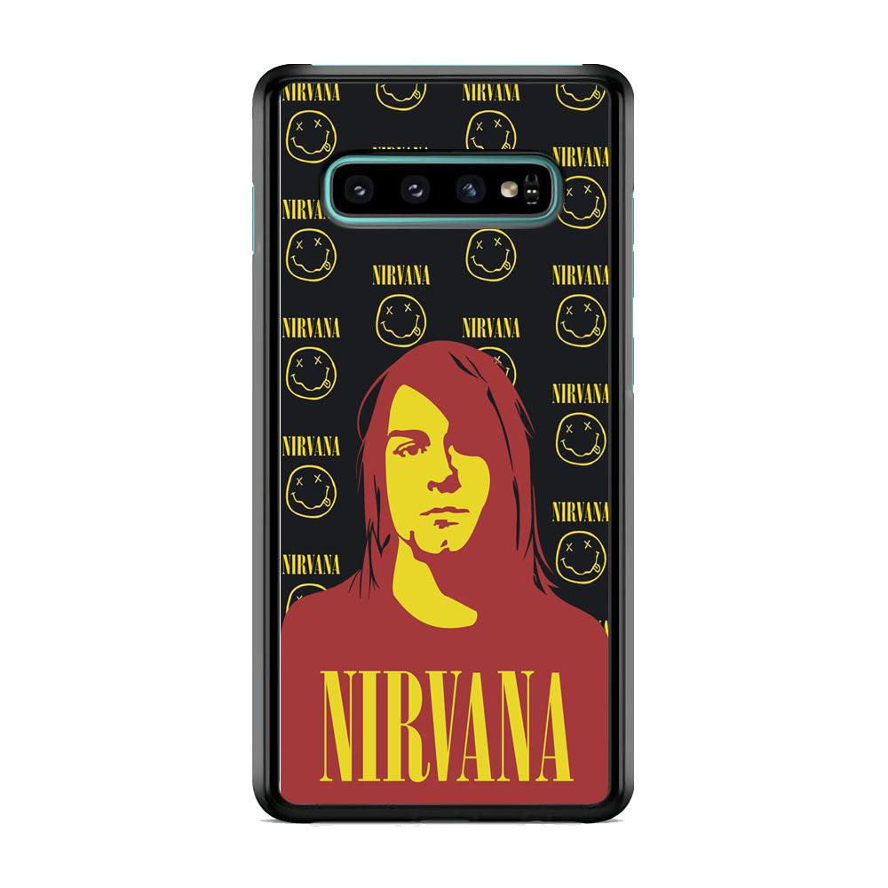 Nirvana Kurt Cobain Silhouettes Samsung Galaxy S10 Plus Case-Rubber Black (2D Case)-Oxvistore