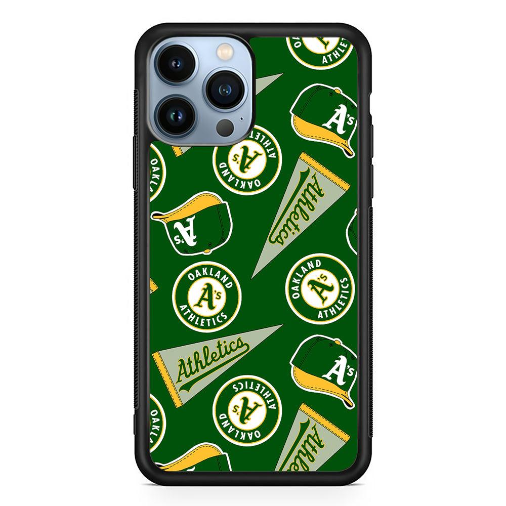 Oakland Athletics Pattern 2D Rubber Phone Case-Black-Oxvistore