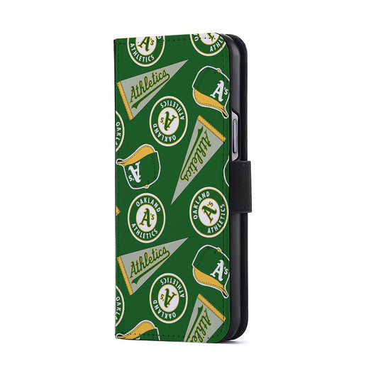 Oakland Athletics Pattern Flip Wallet Phone Case-Oxvistore