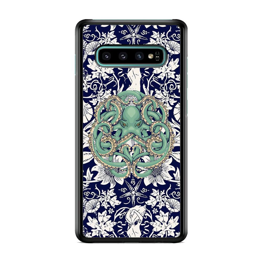 Octopus Ocean Grip Samsung Galaxy S10 Case-Rubber White (2D Case)-Oxvistore