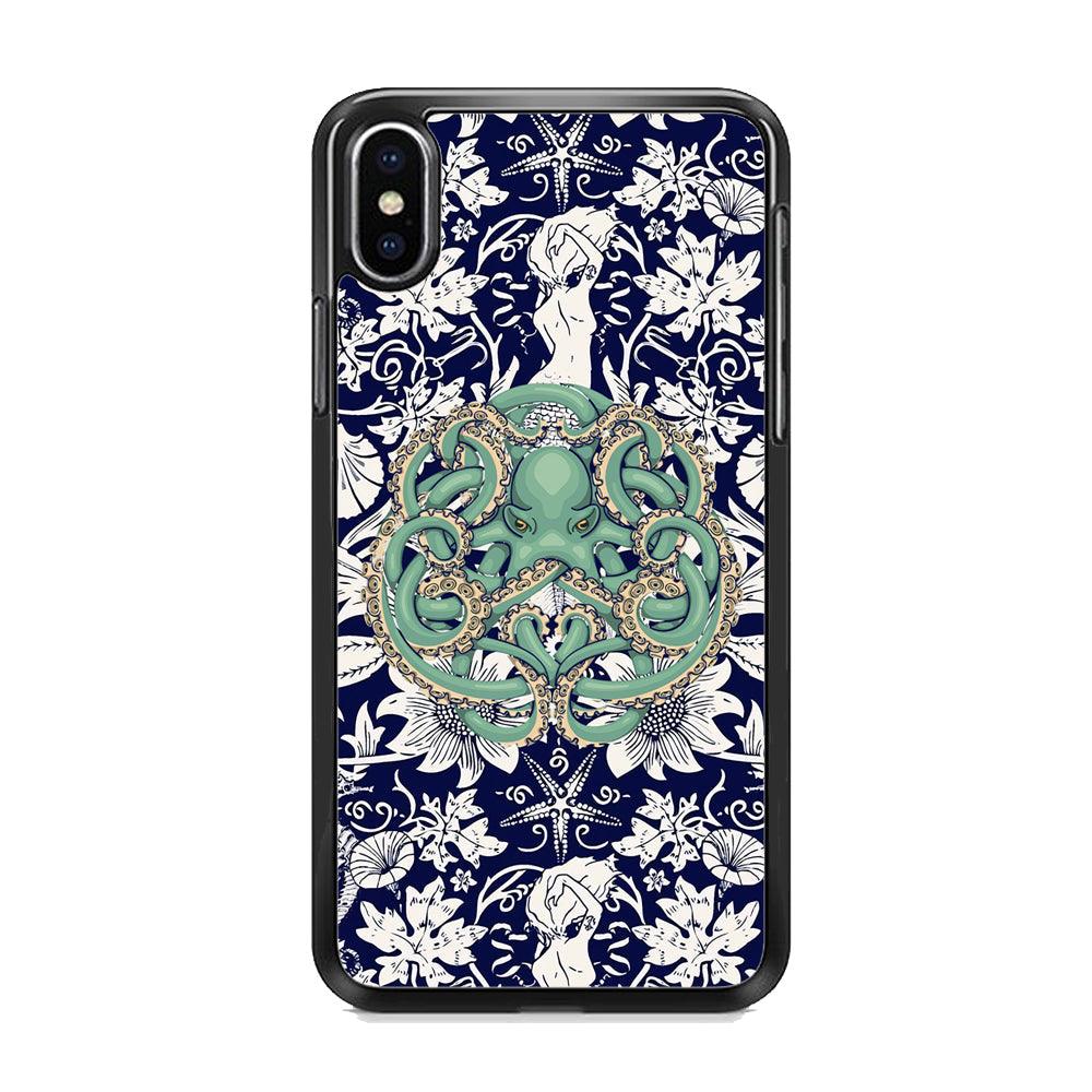 Octopus Ocean Grip iPhone X Case-Rubber Black (2D Case)-Oxvistore