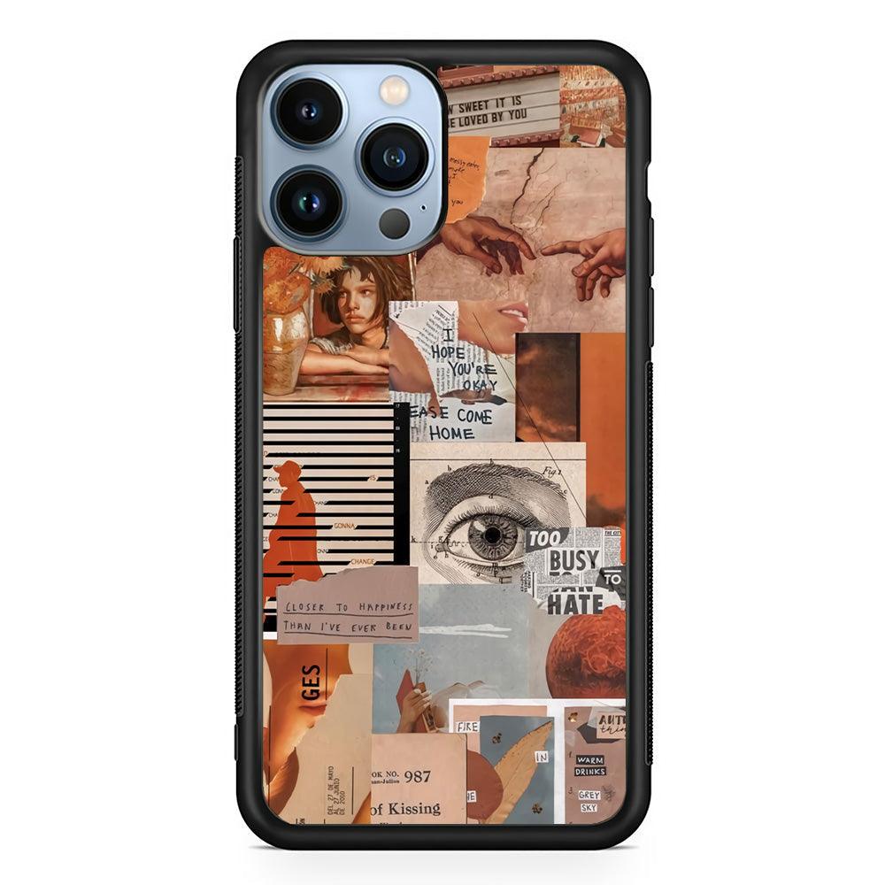 Old Paper Busy Eyes iPhone 14 Pro Max Case-Rubber White (2D Case)-Oxvistore