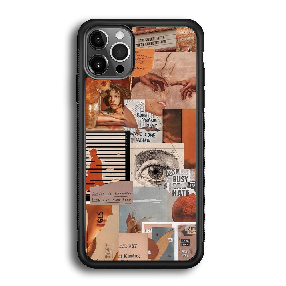 Old Paper Busy Eyes iPhone 12 Pro Max Case-Rubber Black (2D Case)-Oxvistore