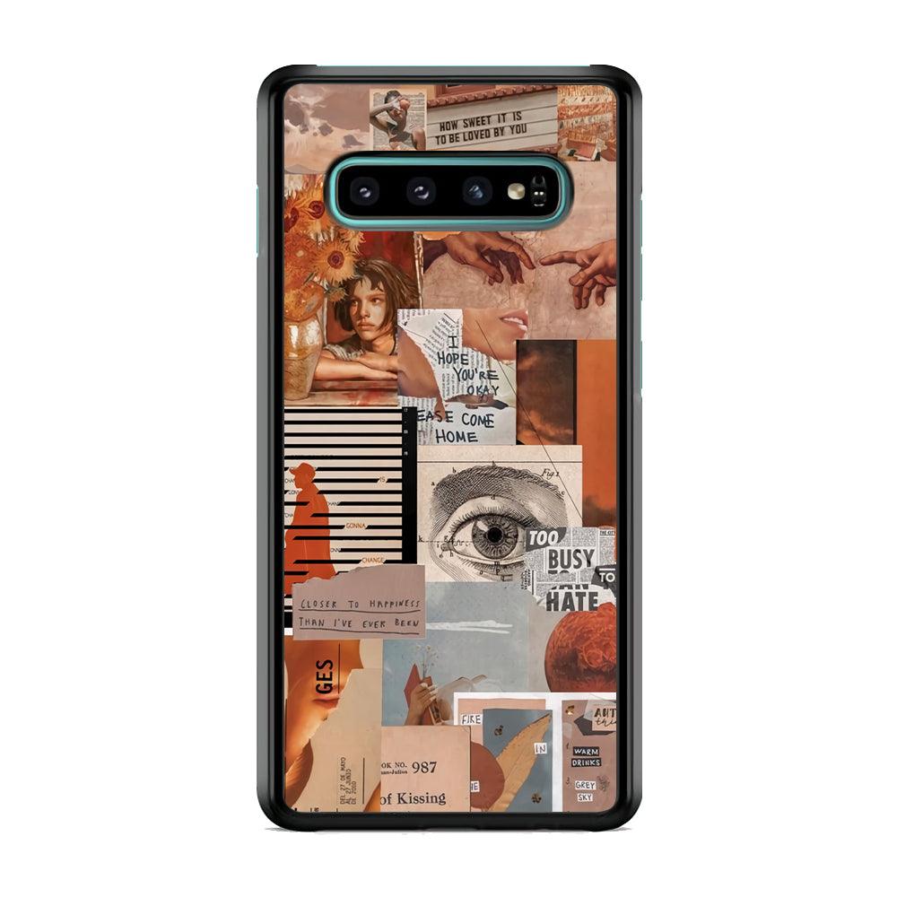 Old Paper Busy Eyes Samsung Galaxy S10 Case-Rubber Black (2D Case)-Oxvistore