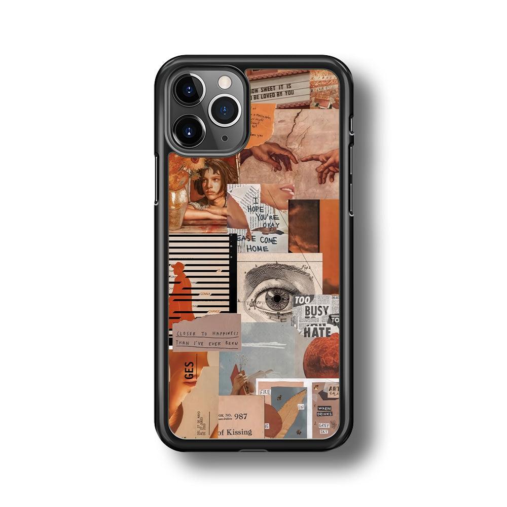 Old Paper Busy Eyes iPhone 11 Pro Max Case-Rubber Black (2D Case)-Oxvistore