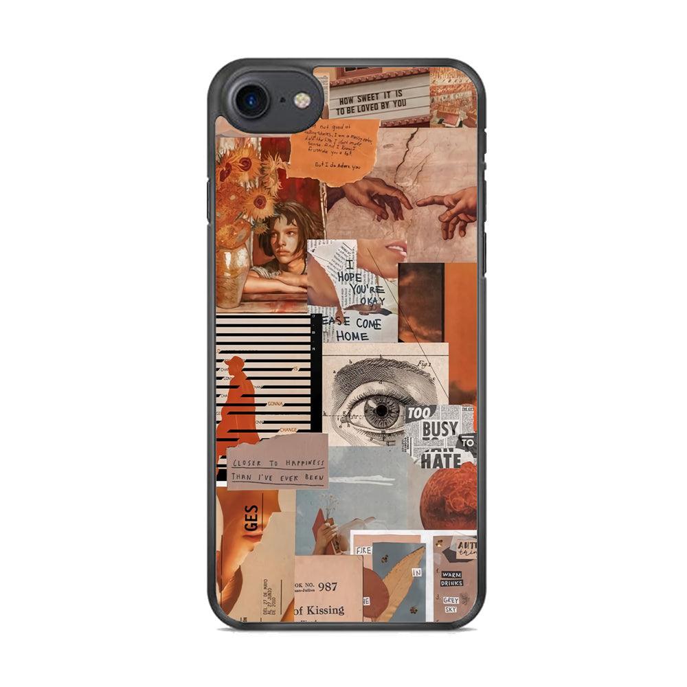 Old Paper Busy Eyes iPhone 8 Case-Rubber Black (2D Case)-Oxvistore