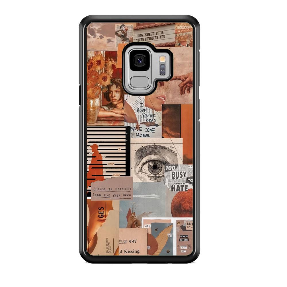 Old Paper Busy Eyes Samsung Galaxy S9 Case-Rubber Black (2D Case)-Oxvistore