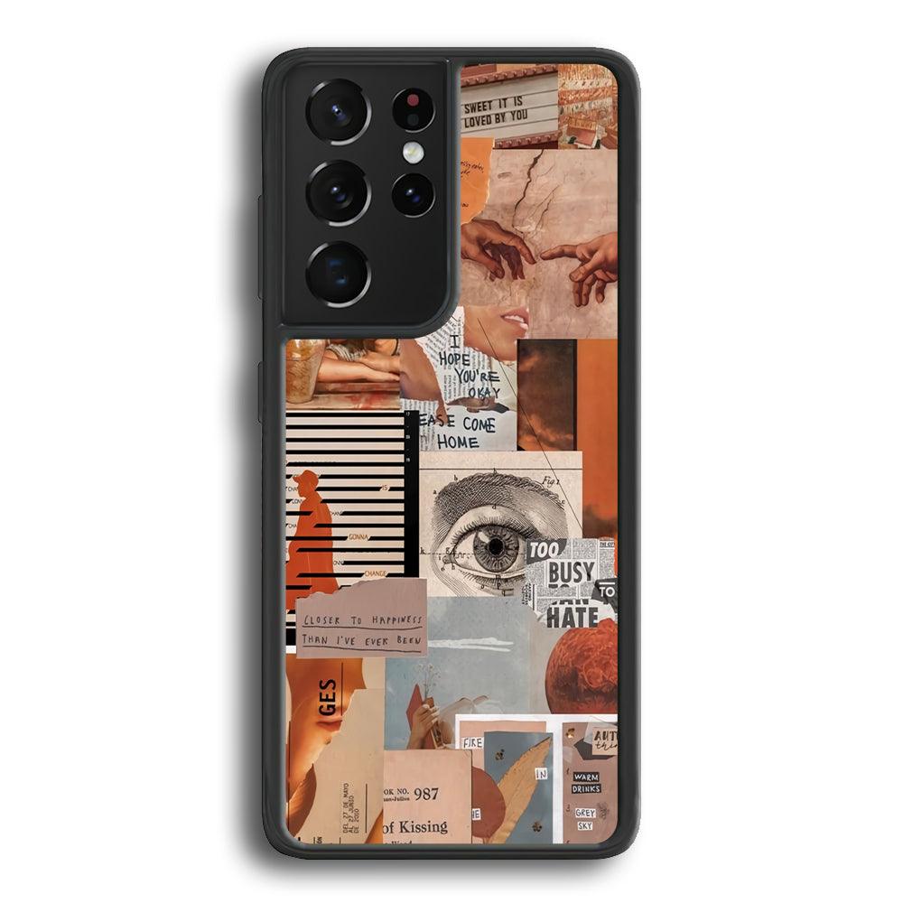Old Paper Busy Eyes Samsung Galaxy S23 Ultra Case-Rubber White (2D Case)-Oxvistore