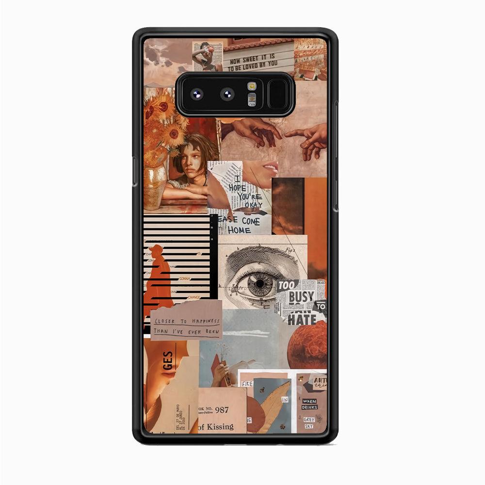 Old Paper Busy Eyes Samsung Galaxy Note 8 Case-Rubber Black (2D Case)-Oxvistore