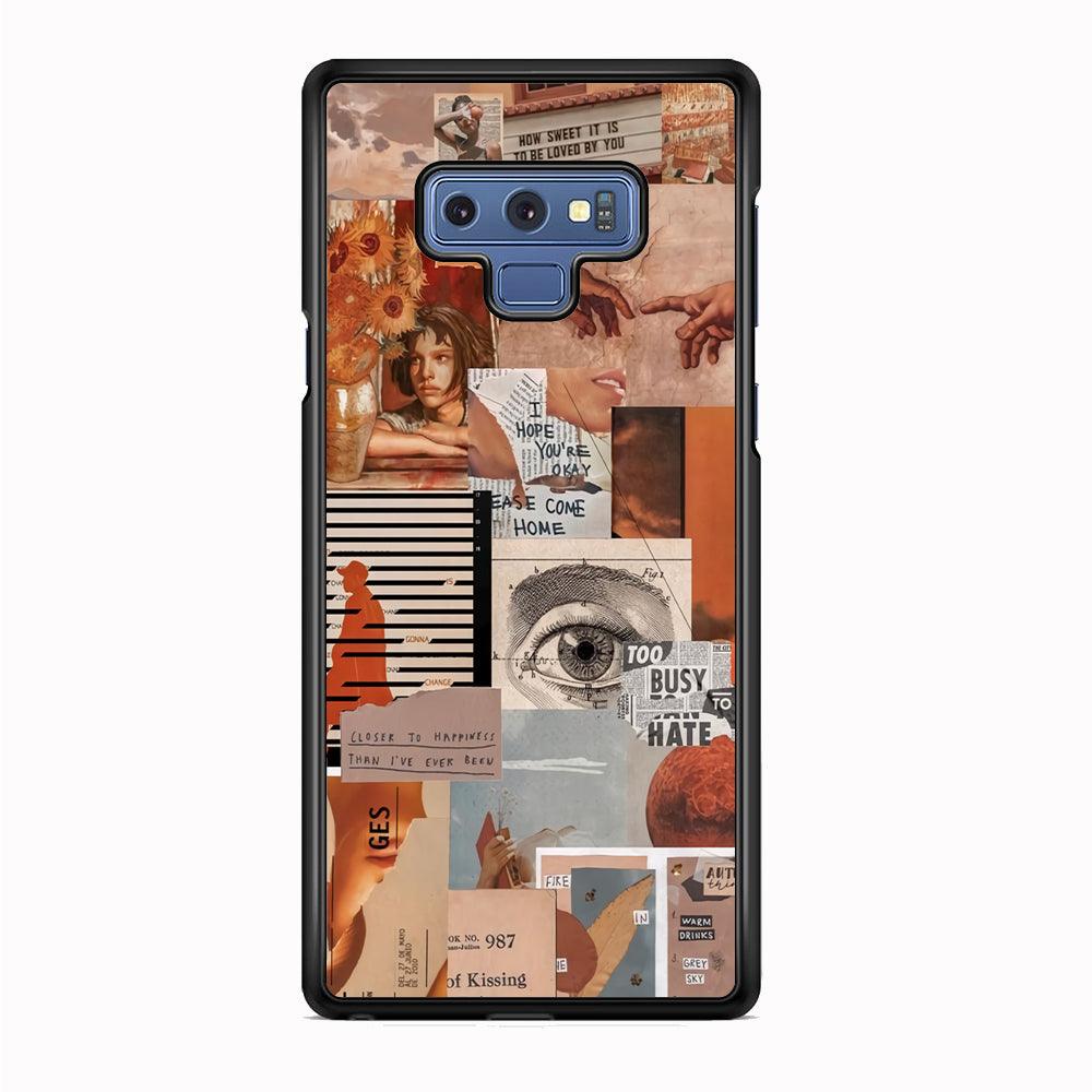 Old Paper Busy Eyes Samsung Galaxy Note 9 Case-Rubber Black (2D Case)-Oxvistore