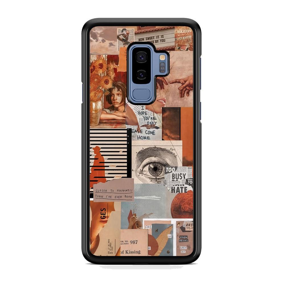 Old Paper Busy Eyes Samsung Galaxy S9 Plus Case-Rubber Black (2D Case)-Oxvistore