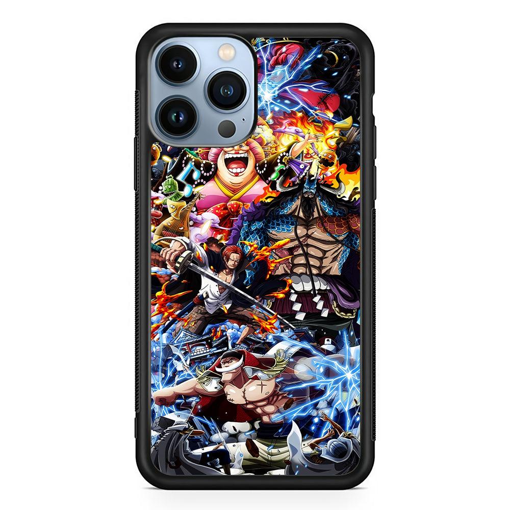 One Piece All Yonkou 2D Rubber Phone Case-Black-Oxvistore