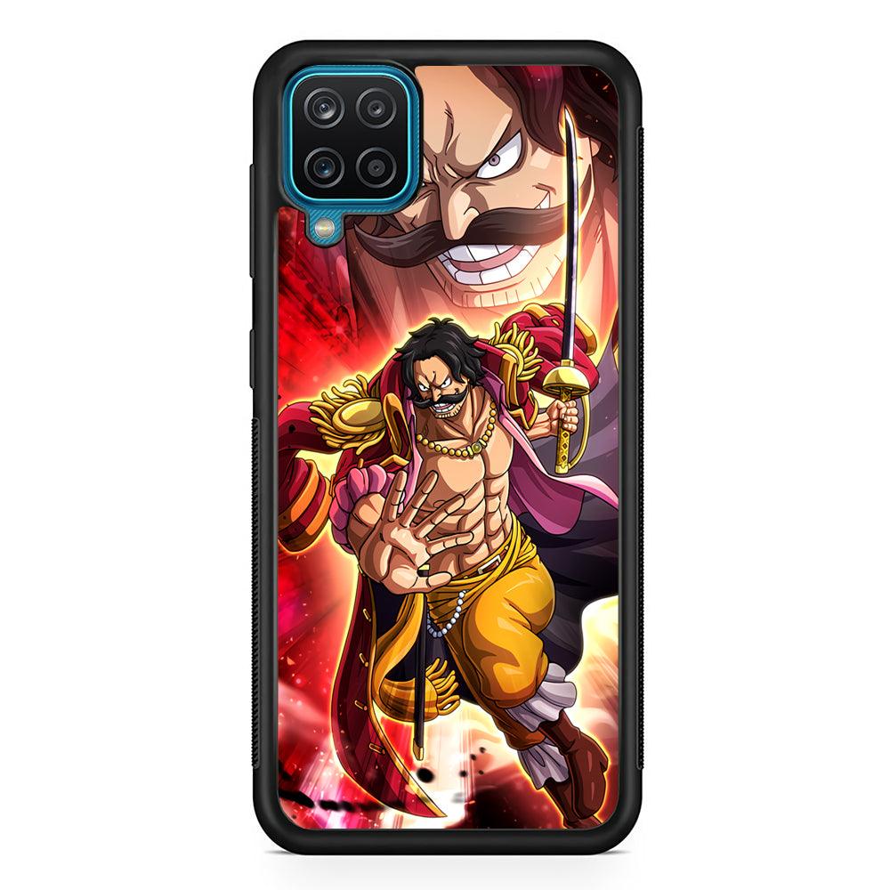 One Piece Gol D Roger Feel The Beast Samsung Galaxy A12 Case-Rubber Black (2D Case)-Oxvistore