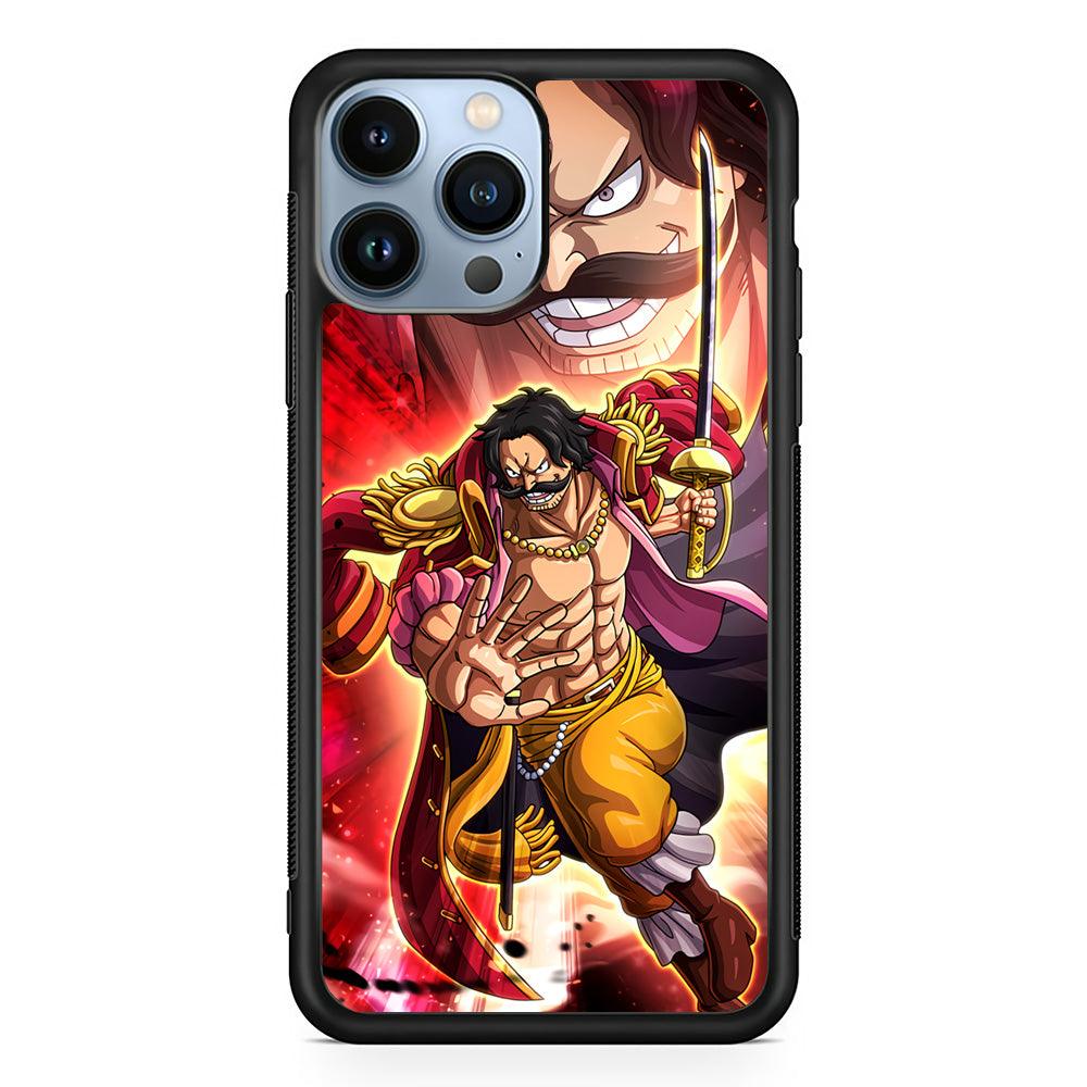 One Piece Gol D Roger Feel The Beast iPhone 14 Pro Max Case-Rubber Black (2D Case)-Oxvistore