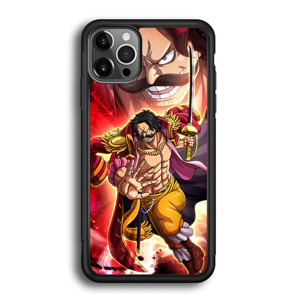 One Piece Gol D Roger Feel The Beast iPhone 12 Pro Max Case-Rubber Black (2D Case)-Oxvistore
