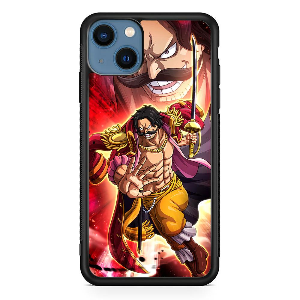 One Piece Gol D Roger Feel The Beast iPhone 15 Case-Rubber Black (2D Case)-Oxvistore