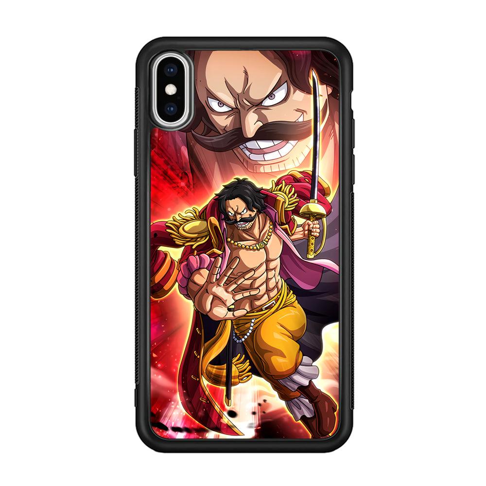 One Piece Gol D Roger Feel The Beast iPhone Xs Max Case-Rubber Black (2D Case)-Oxvistore