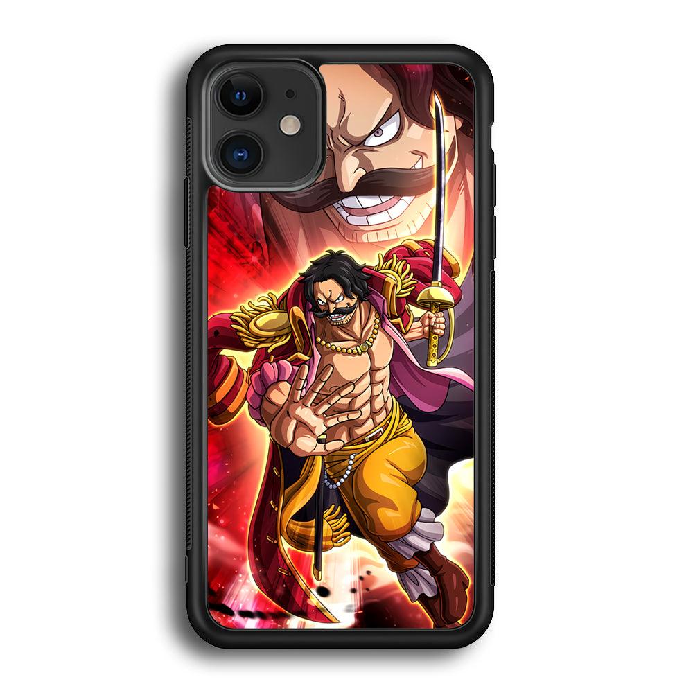 One Piece Gol D Roger Feel The Beast iPhone 12 Case-Rubber Black (2D Case)-Oxvistore