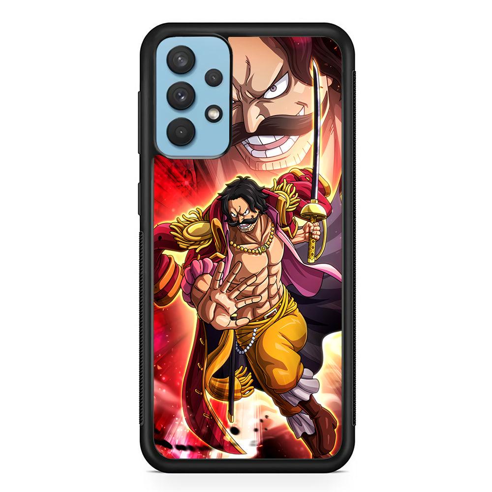 One Piece Gol D Roger Feel The Beast Samsung Galaxy A32 Case-Rubber Black (2D Case)-Oxvistore