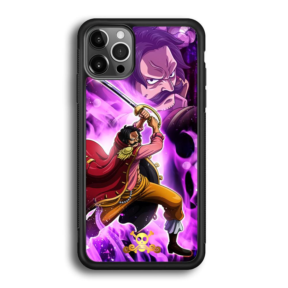 One Piece Gol D Roger Haki Kamusari iPhone 12 Pro Max Case-Rubber Black (2D Case)-Oxvistore
