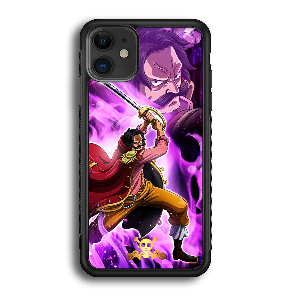 One Piece Gol D Roger Haki Kamusari iPhone 12 Case-Rubber Black (2D Case)-Oxvistore
