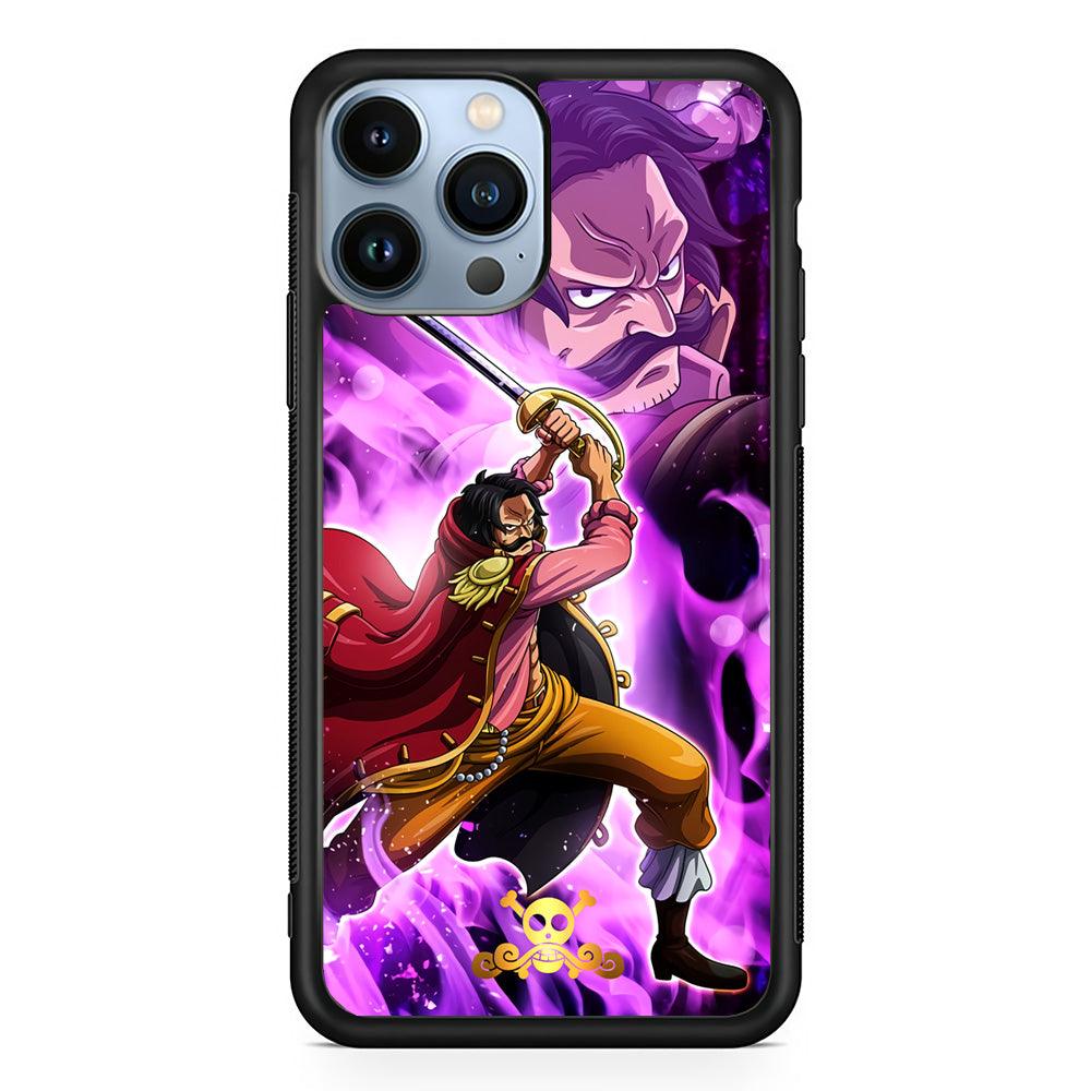 One Piece Gol D Roger Haki Kamusari iPhone 14 Pro Max Case-Rubber Black (2D Case)-Oxvistore