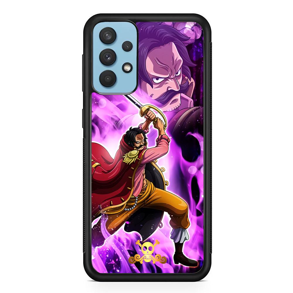 One Piece Gol D Roger Haki Kamusari Samsung Galaxy A32 Case-Rubber Black (2D Case)-Oxvistore