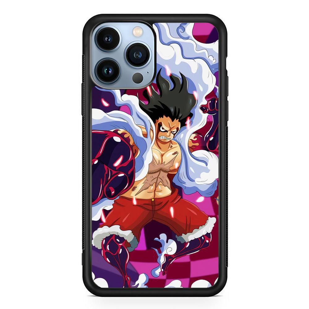 One Piece Luffy Gear 4 iPhone 14 Pro Max Case-Rubber Black (2D Case)-Oxvistore
