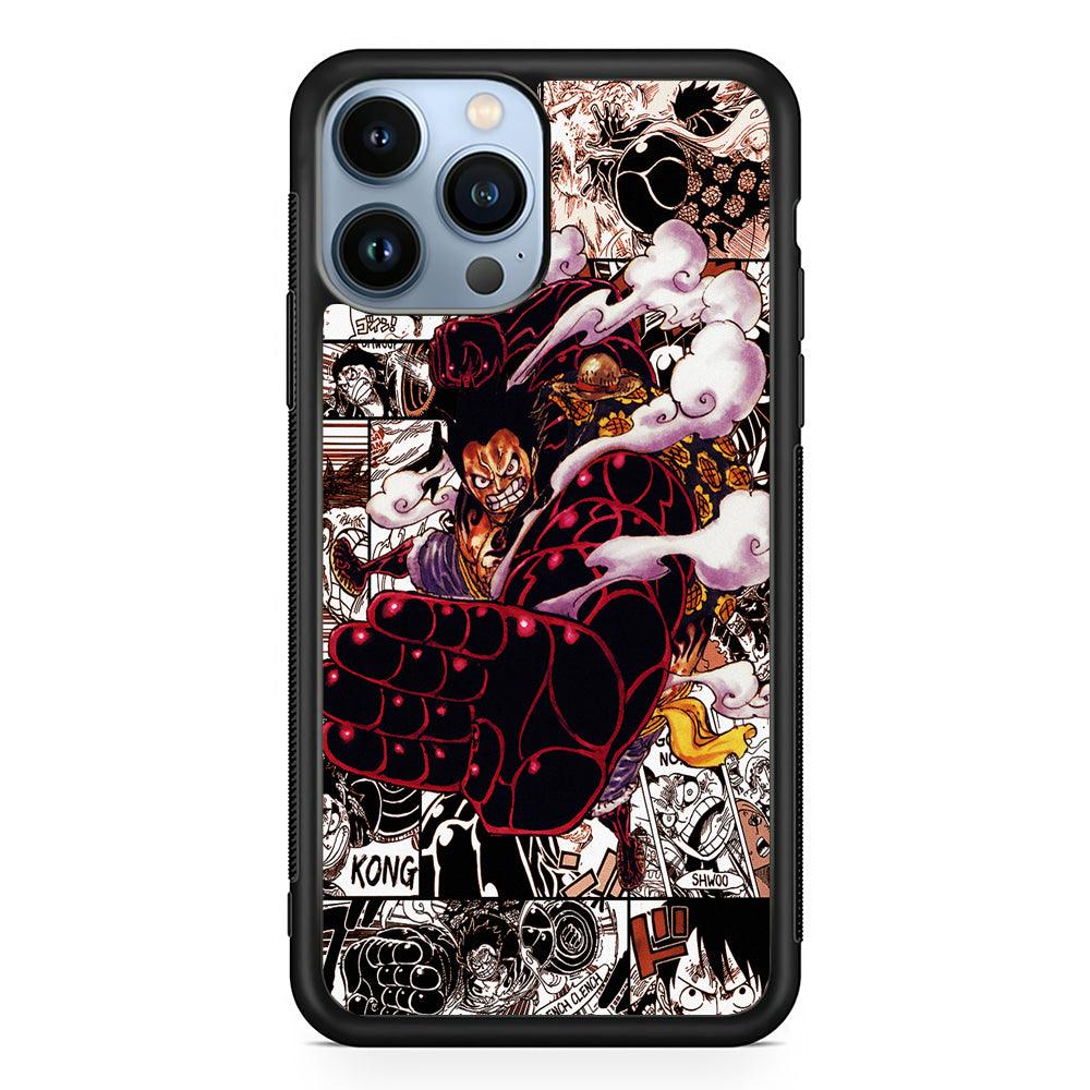One Piece Luffy Gear 4 Comic 2D Rubber Phone Case-Black-Oxvistore