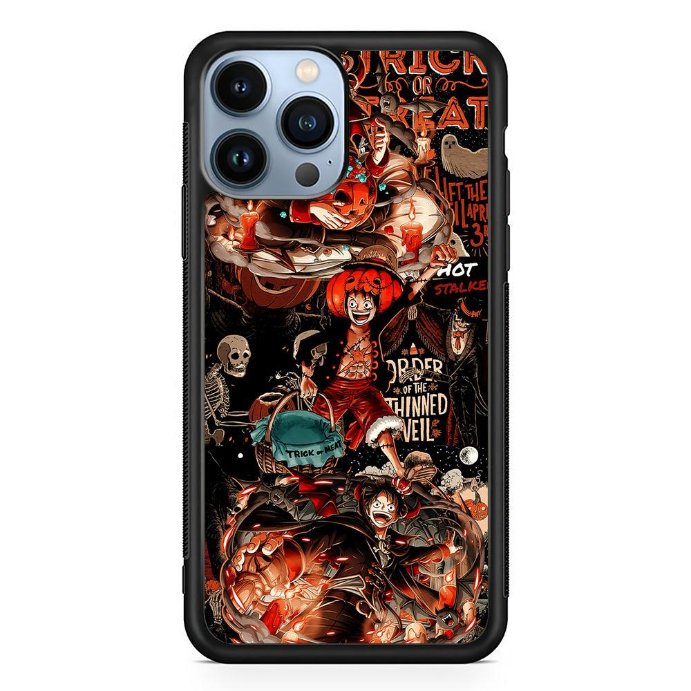 One Piece Luffy Halloween 2D Rubber Phone Case-Black-Oxvistore