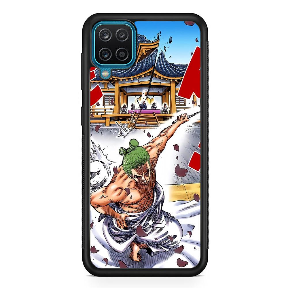 One Piece Zoro Invisible Cut Samsung Galaxy A12 Case-Rubber Black (2D Case)-Oxvistore