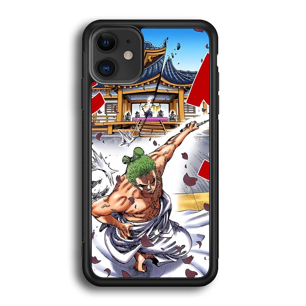 One Piece Zoro Invisible Cut iPhone 12 Case-Rubber Black (2D Case)-Oxvistore