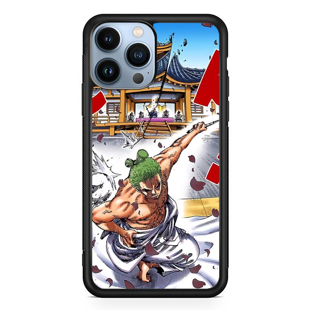 One Piece Zoro Invisible Cut iPhone 14 Pro Max Case-Rubber Black (2D Case)-Oxvistore
