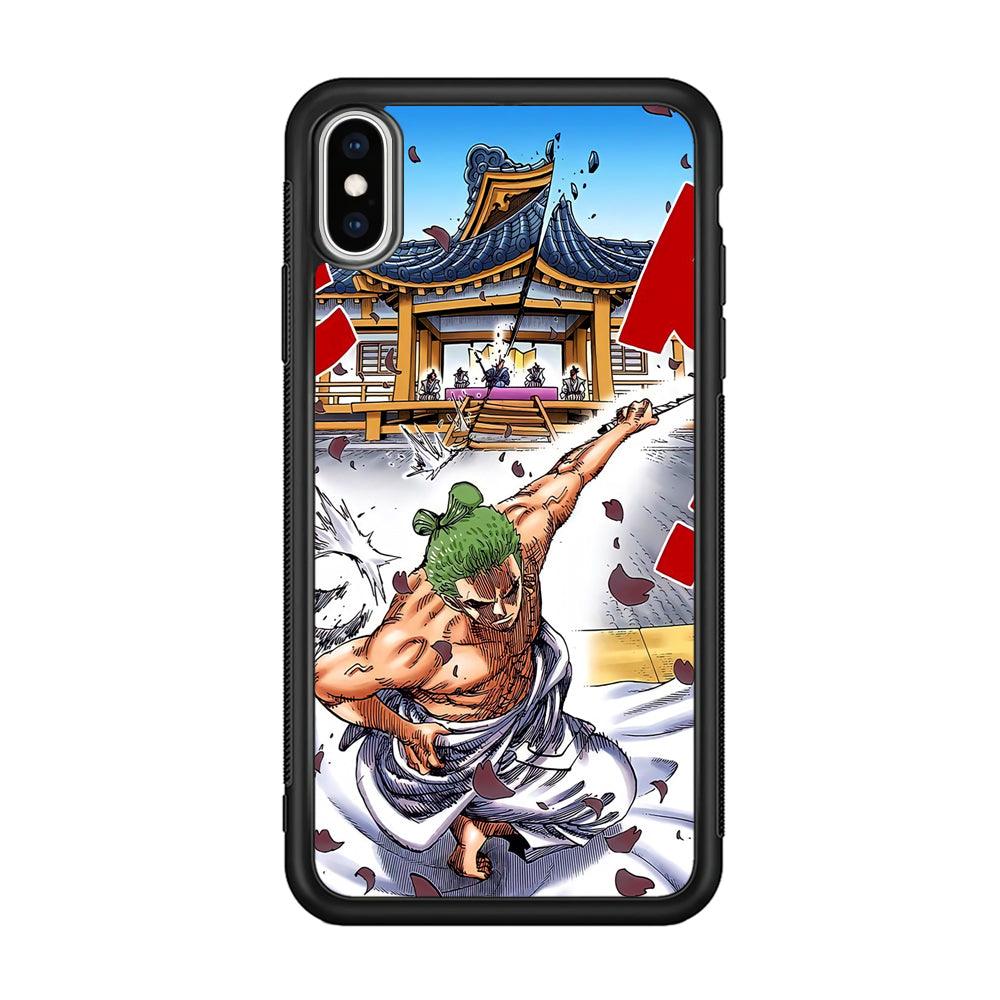 One Piece Zoro Invisible Cut iPhone XS Case-Rubber Black (2D Case)-Oxvistore