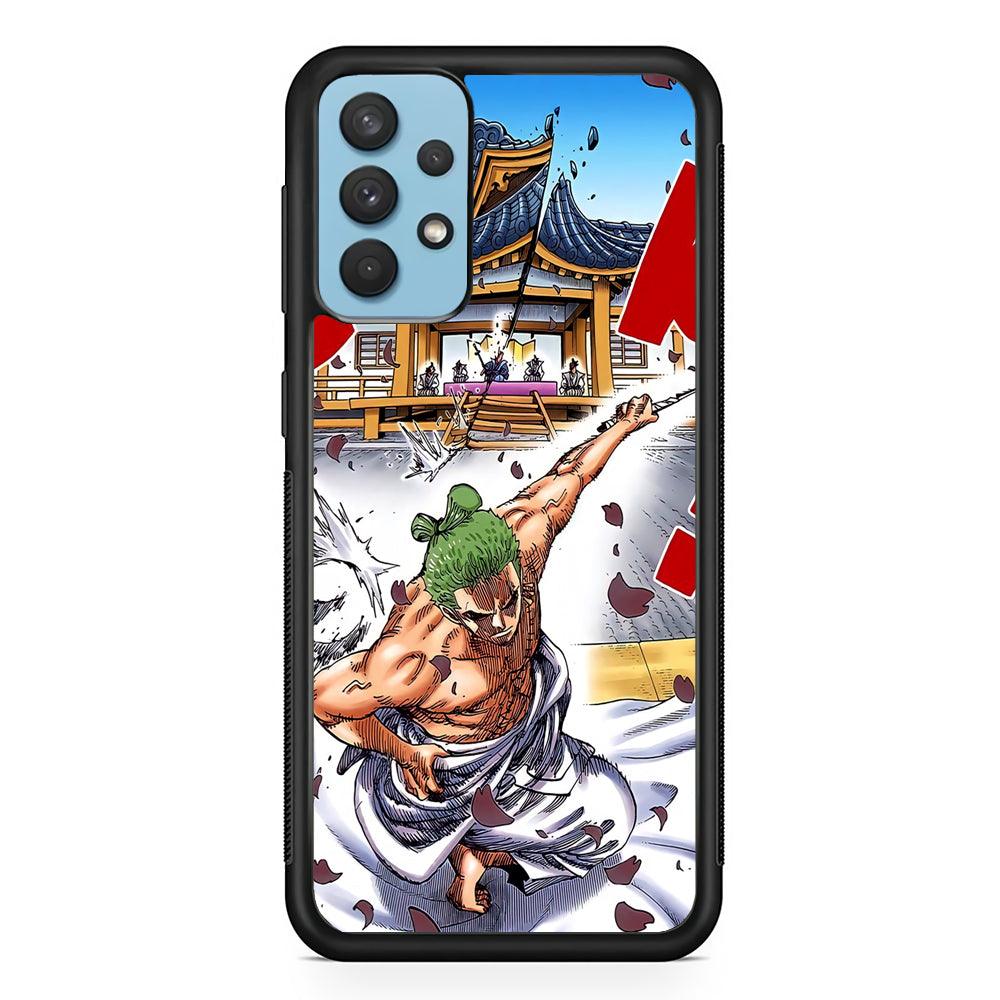 One Piece Zoro Invisible Cut Samsung Galaxy A32 Case-Rubber Black (2D Case)-Oxvistore