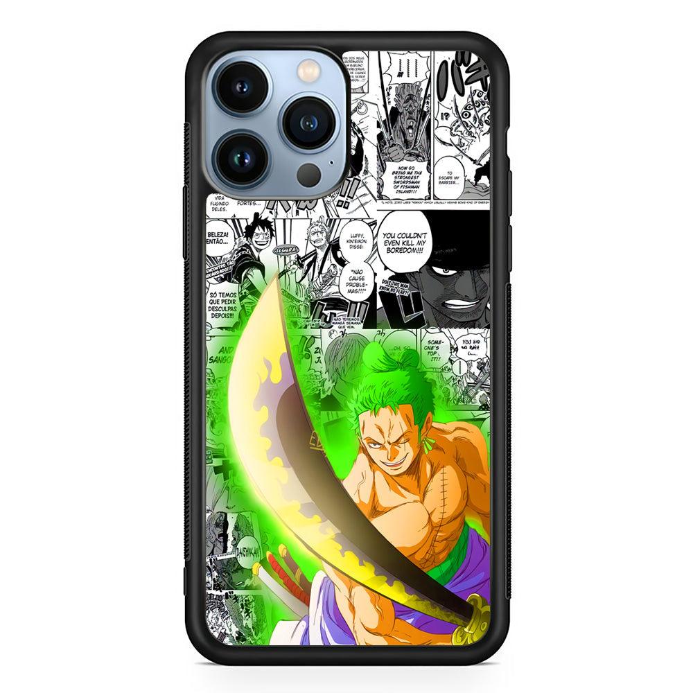 One Piece Zoro wit Enma iPhone 14 Pro Case-Rubber Black (2D Case)-Oxvistore