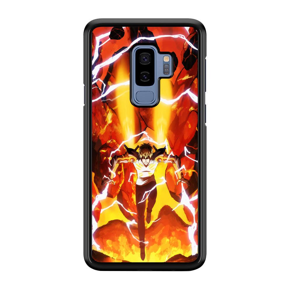 One Punch Man Genos Red Flaming Soil Samsung Galaxy S9 Plus Case-Rubber Black (2D Case)-Oxvistore