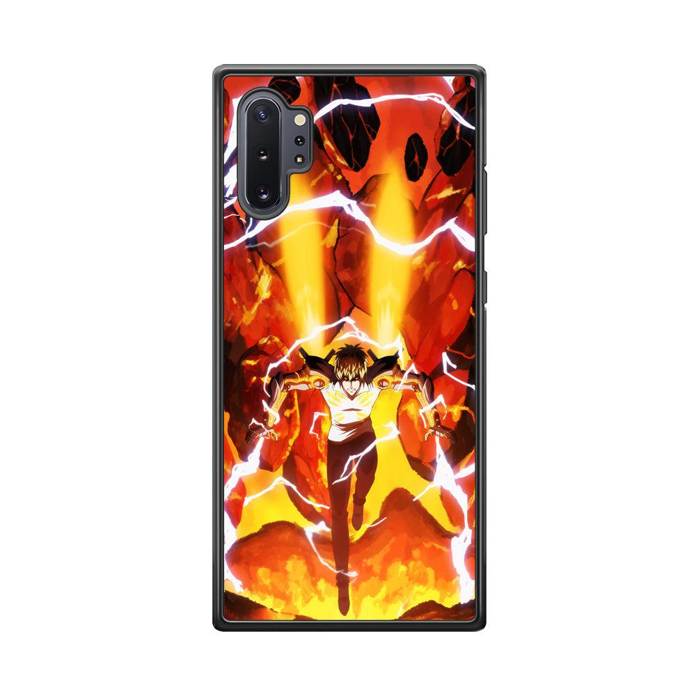 One Punch Man Genos Red Flaming Soil Samsung Galaxy Note 10 Plus Case-Rubber Black (2D Case)-Oxvistore