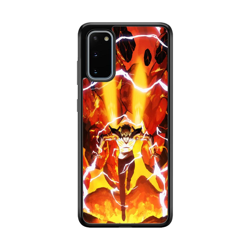 One Punch Man Genos Red Flaming Soil Samsung Galaxy S20 Case-Rubber Black (2D Case)-Oxvistore
