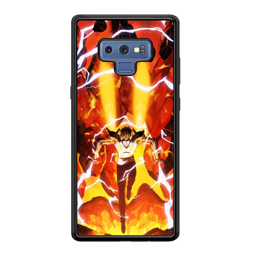 One Punch Man Genos Red Flaming Soil Samsung Galaxy Note 9 Case-Rubber Black (2D Case)-Oxvistore