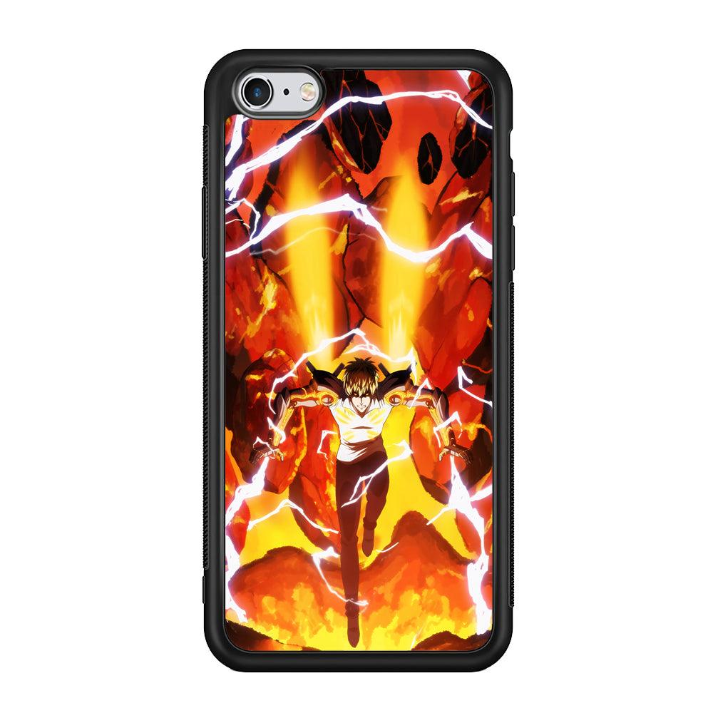 One Punch Man Genos Red Flaming Soil iPhone 6 Plus | 6s Plus Case-Rubber Black (2D Case)-Oxvistore