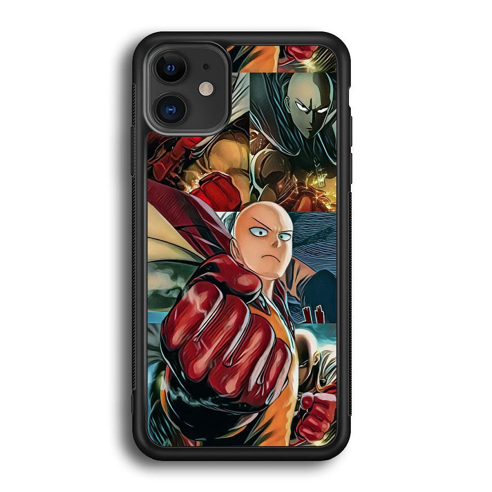 One Punch Man No Time to Smile iPhone 12 Case-Rubber Black (2D Case)-Oxvistore
