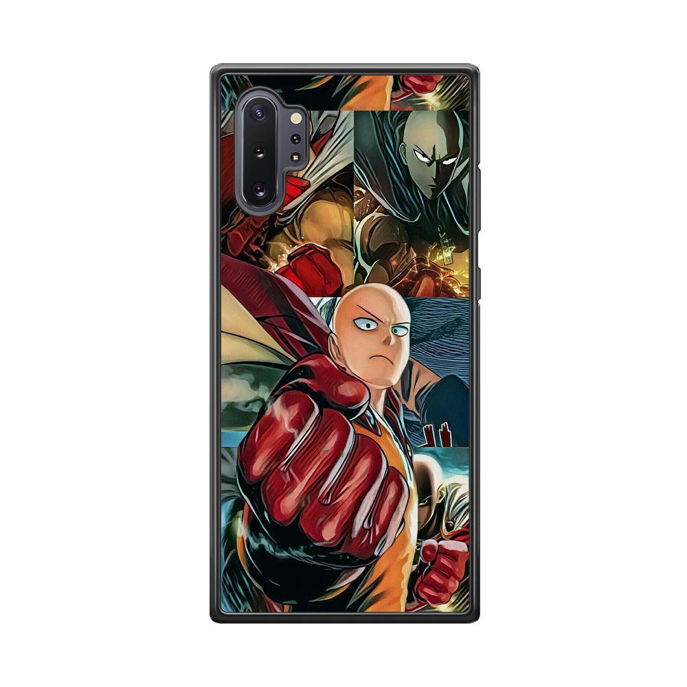 One Punch Man No Time to Smile Samsung Galaxy Note 10 Plus Case-Rubber Black (2D Case)-Oxvistore