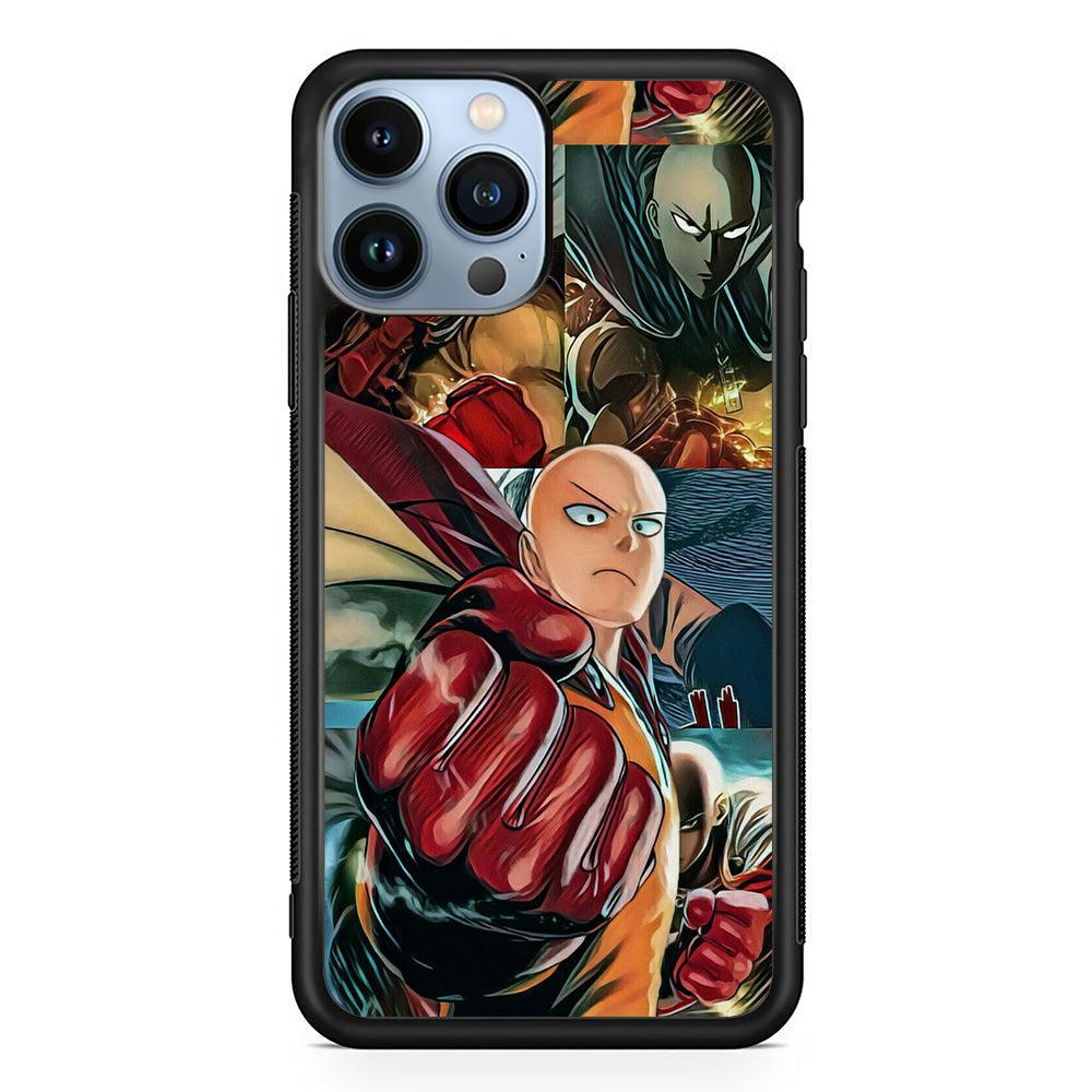 One Punch Man No Time to Smile iPhone 15 Pro Case-Rubber Black (2D Case)-Oxvistore