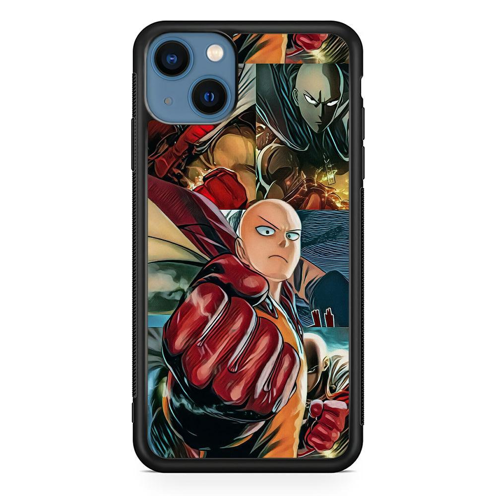 One Punch Man No Time to Smile iPhone 13 Case-Rubber Black (2D Case)-Oxvistore