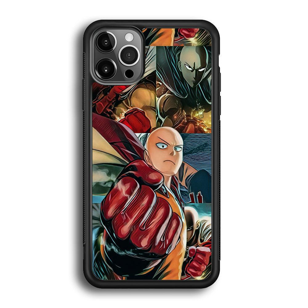 One Punch Man No Time to Smile iPhone 12 Pro Max Case-Rubber Black (2D Case)-Oxvistore