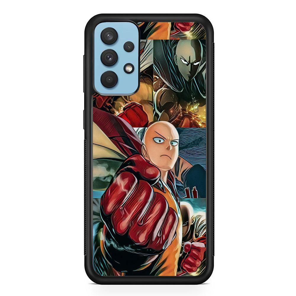 One Punch Man No Time to Smile Samsung Galaxy A32 Case-Rubber Black (2D Case)-Oxvistore